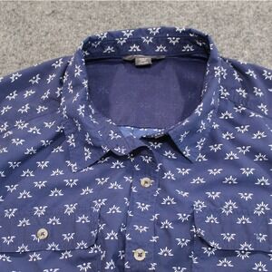 Eddie Bauer Mens XXL Blue Sunburst Print Short Sleeve Button Down Shirt Pocket